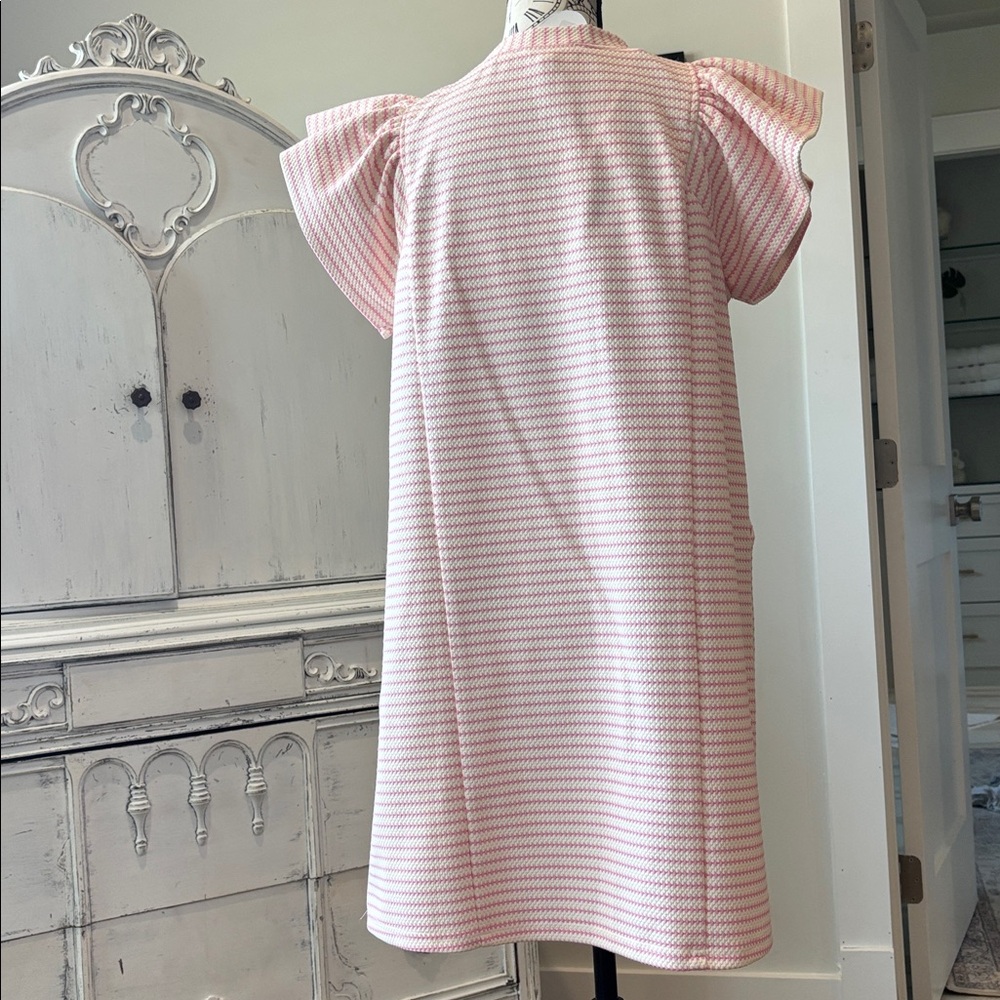 Entro Pink and Cream Striped V-Neck Top - Picture 5 of 8